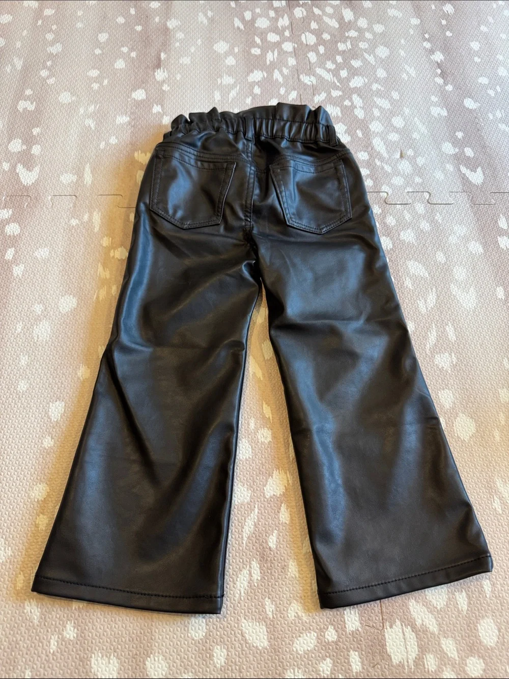 Baby Gap Girls Black Vegan Leather Stride Pants Wide Leg Paperbag Waist Size 4
